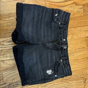 Cat & Jack Black Denim Shorts with Embroidered Flowers